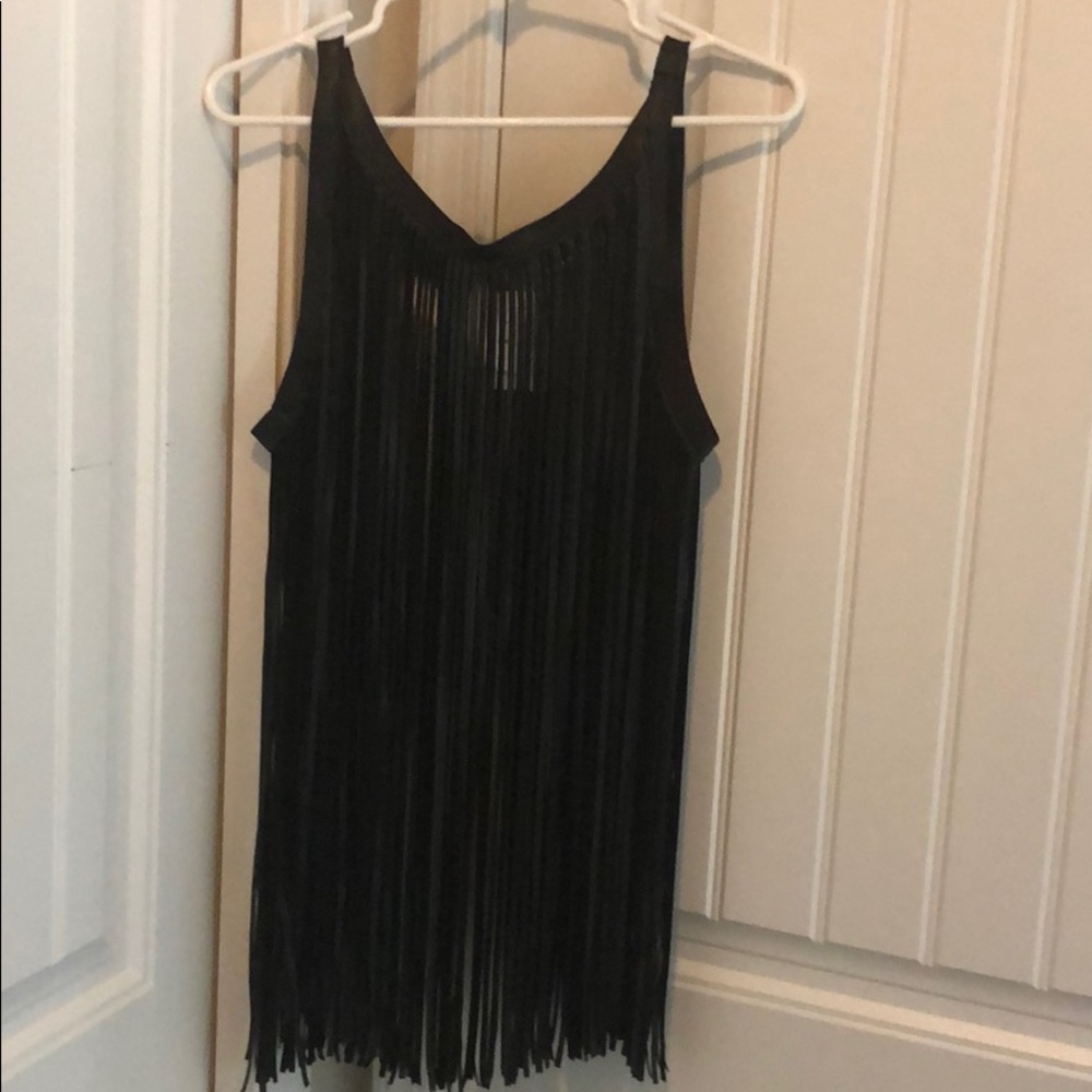 Katherine Barclay leather fringe top.